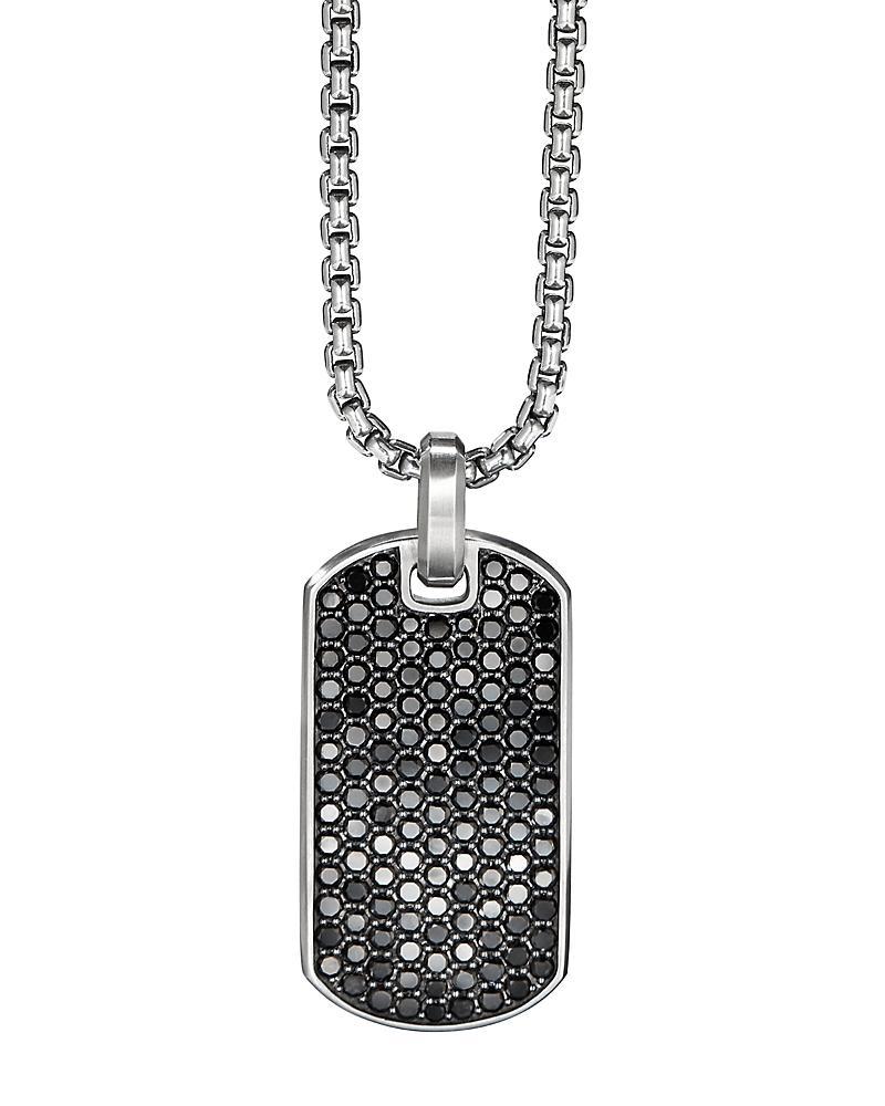 David Yurman Mens Chevron Tag in Sterling Silver with Black Diamonds, 35mm Product Image