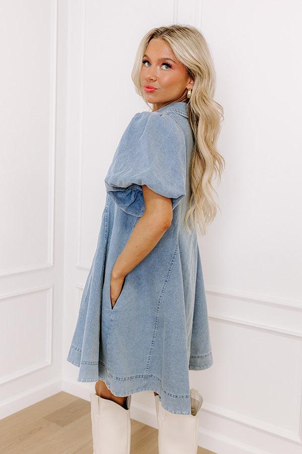 Dreamy Days Denim Mini Dress in Medium Wash Product Image