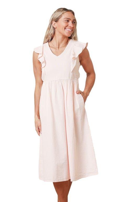 Hope & Henry Women's Organic Seersucker Flutter Dress in Light Pink Seersucker at Nordstrom, Size 8 Product Image