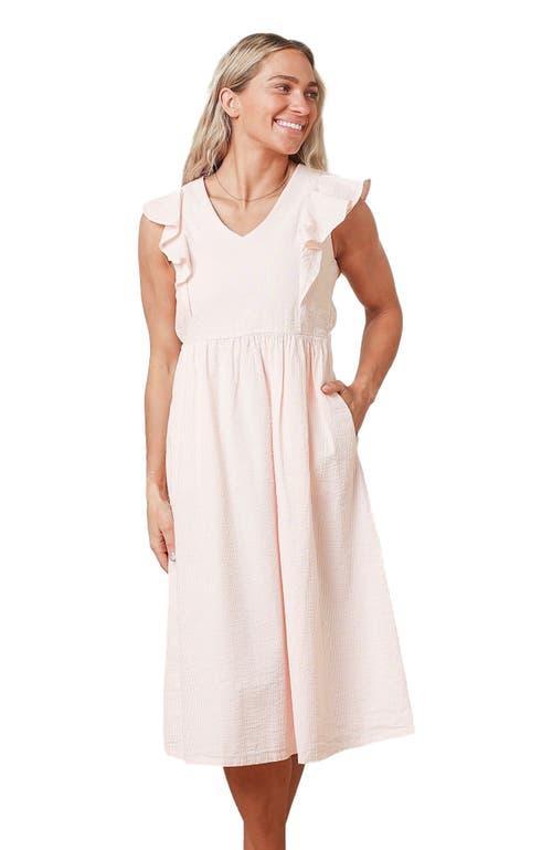 Hope & Henry Women's Organic Seersucker Flutter Dress in Light Pink Seersucker at Nordstrom, Size 8 Product Image