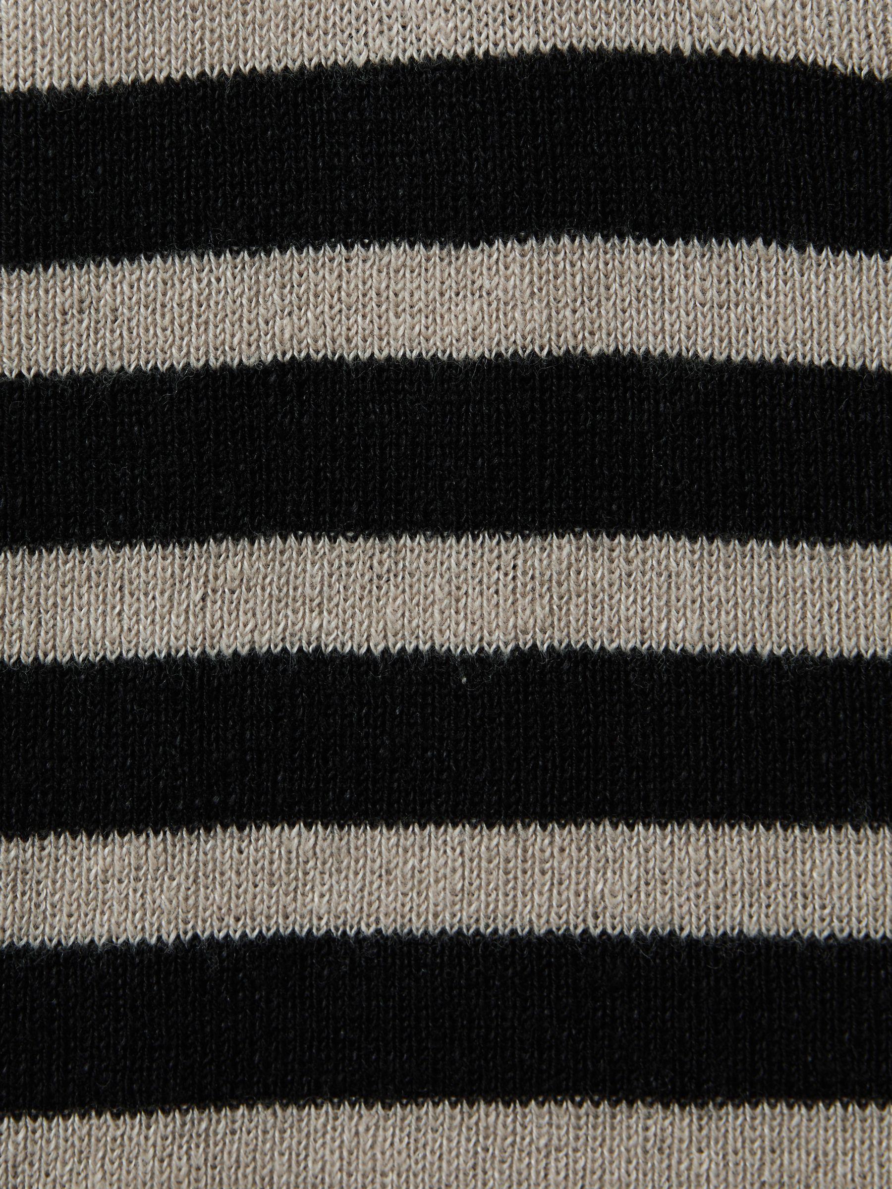 Linen-Wool Striped Knitted Vest in Black/Camel Product Image
