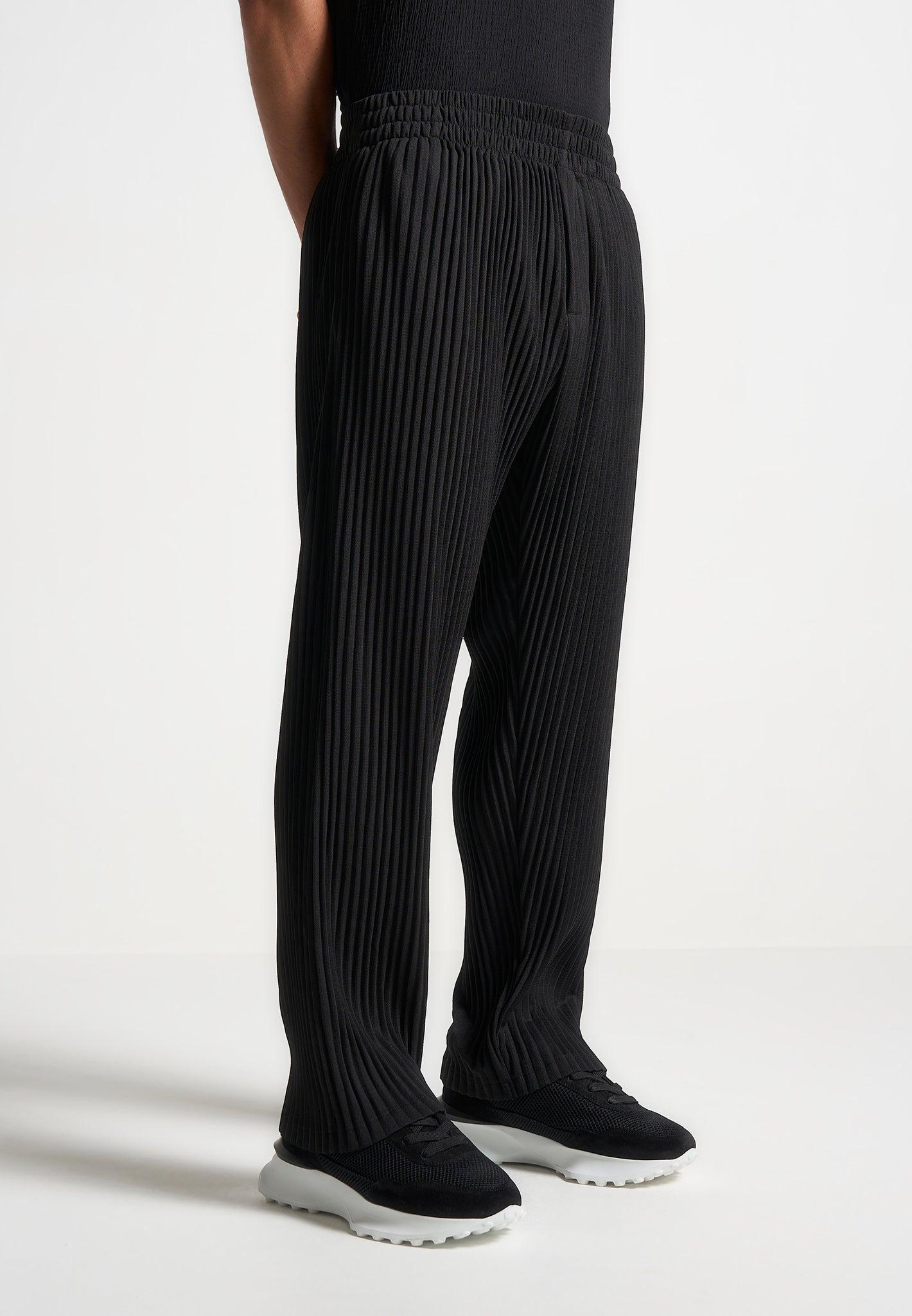 Pleated Trousers - Black Male Product Image