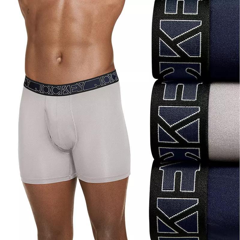 Men's Jockey 3-Pack Active Microfiber 9" Long Leg Boxer Briefs, Size: Medium, Black Product Image