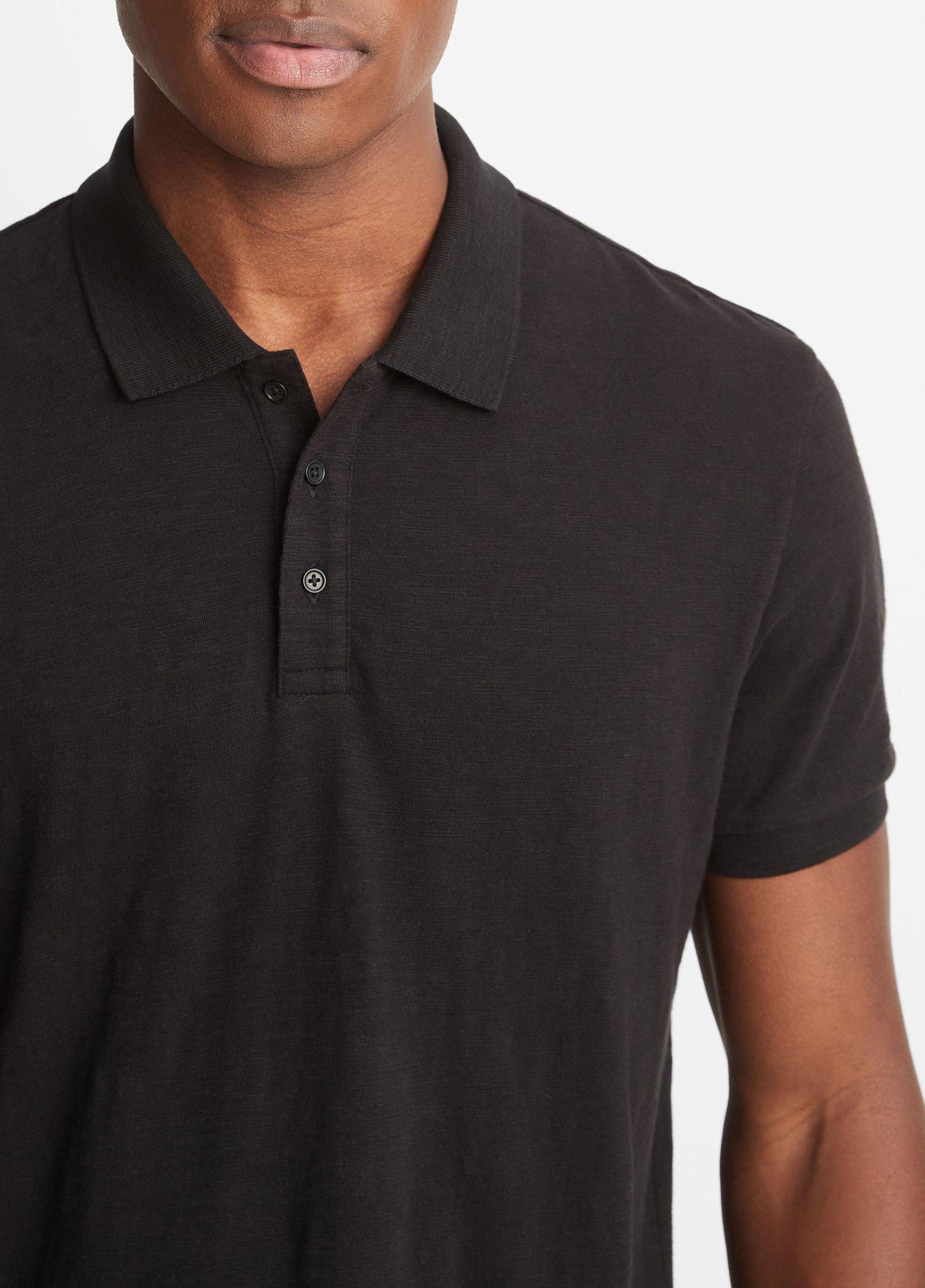 Mens Classic Slub Polo Shirt, Black, Size L Vince Product Image