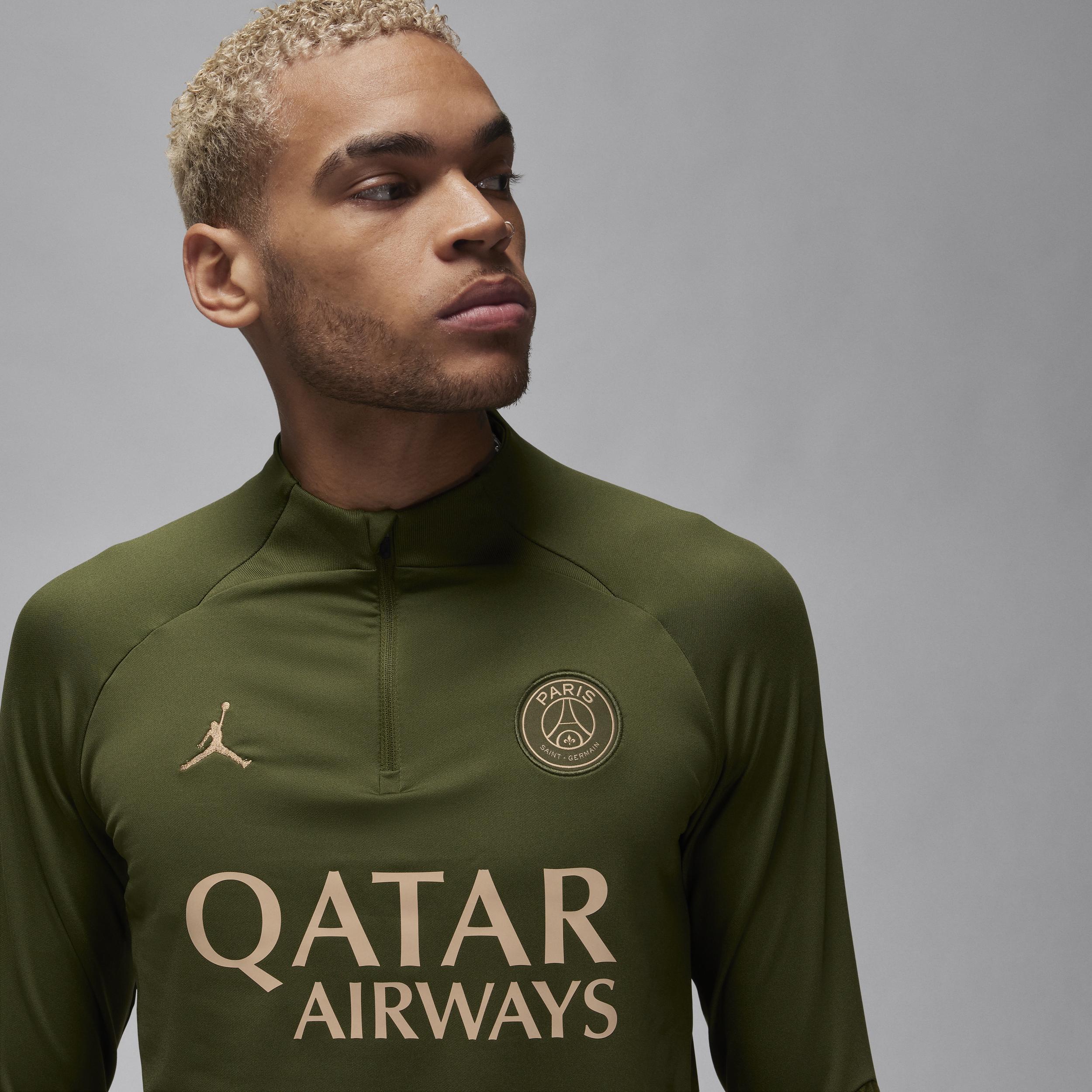 Mens Jordan Olive Paris Saint-Germain 2023/24 Fourth Strike Drill Performance Quarter-Zip Long Sleeve Top Product Image
