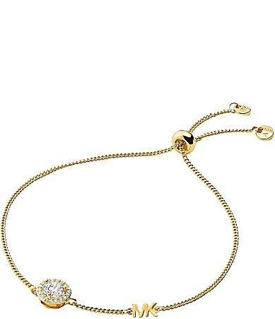 Precious Metal-Plated Sterling Pavé Halo Slider Bracelet Product Image