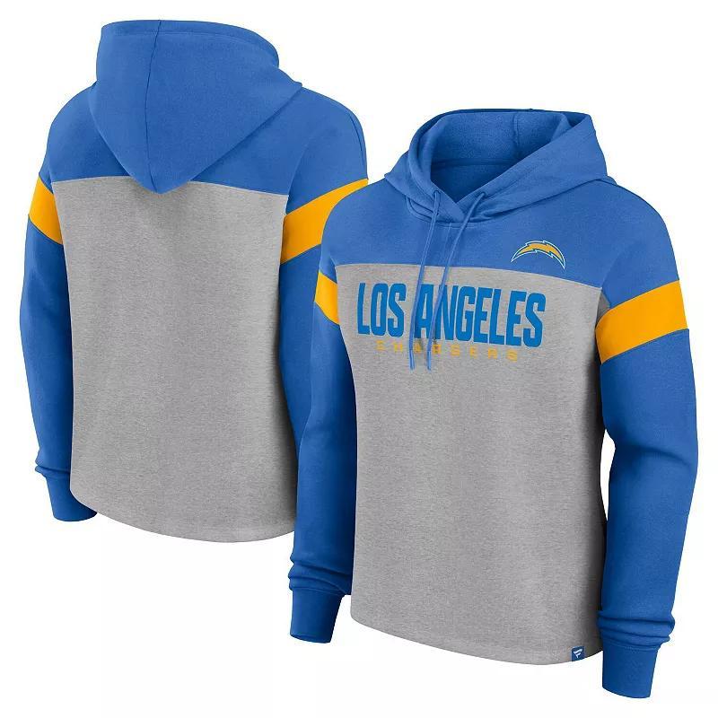 Women's Fanatics Heather Gray/Powder Blue Los Angeles Chargers Bold Play Call Pullover Hoodie, Size: XL, Grey Product Image