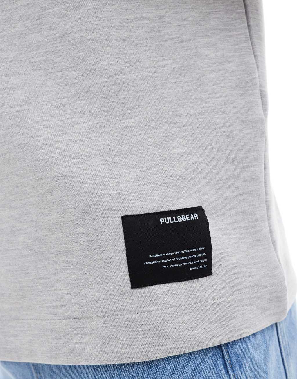Pull&Bear peached boxy t-shirt in heather gray Product Image