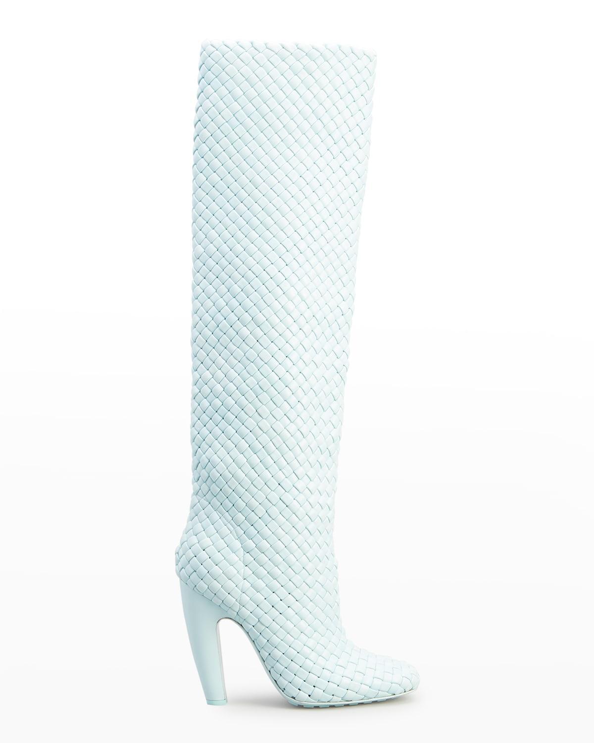 Intrecciato Woven Lambskin Knee Boots Product Image