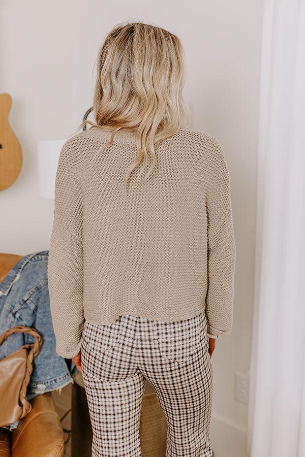 Feeling Cozy Knit Sweater in Taupe Product Image