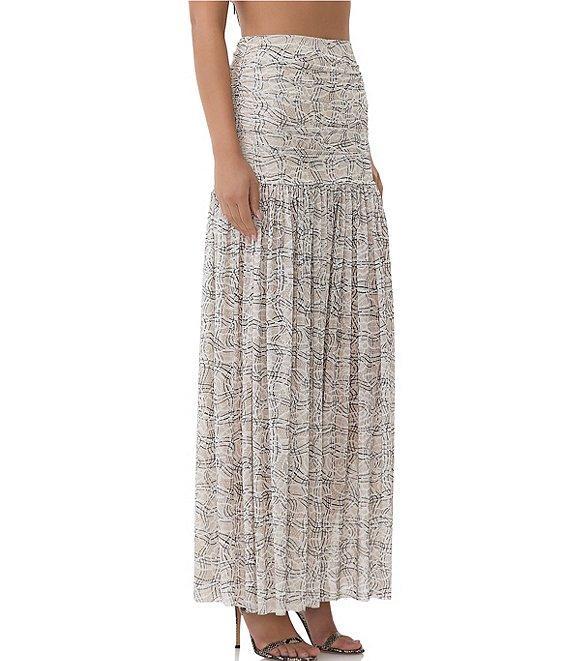 AFRM Val Lace Plaid Ruched Mesh Pleated Coordinating Skirt Product Image