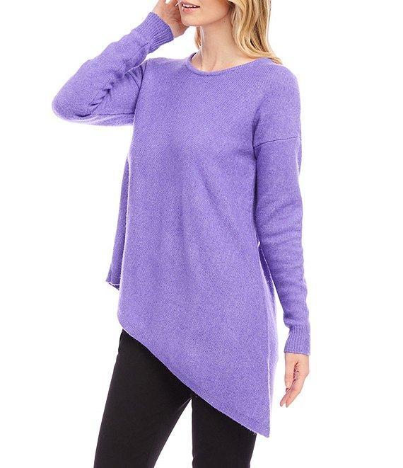 Karen Kane Crew Neckline Long Sleeve Asymmetrical Hemline Top Product Image