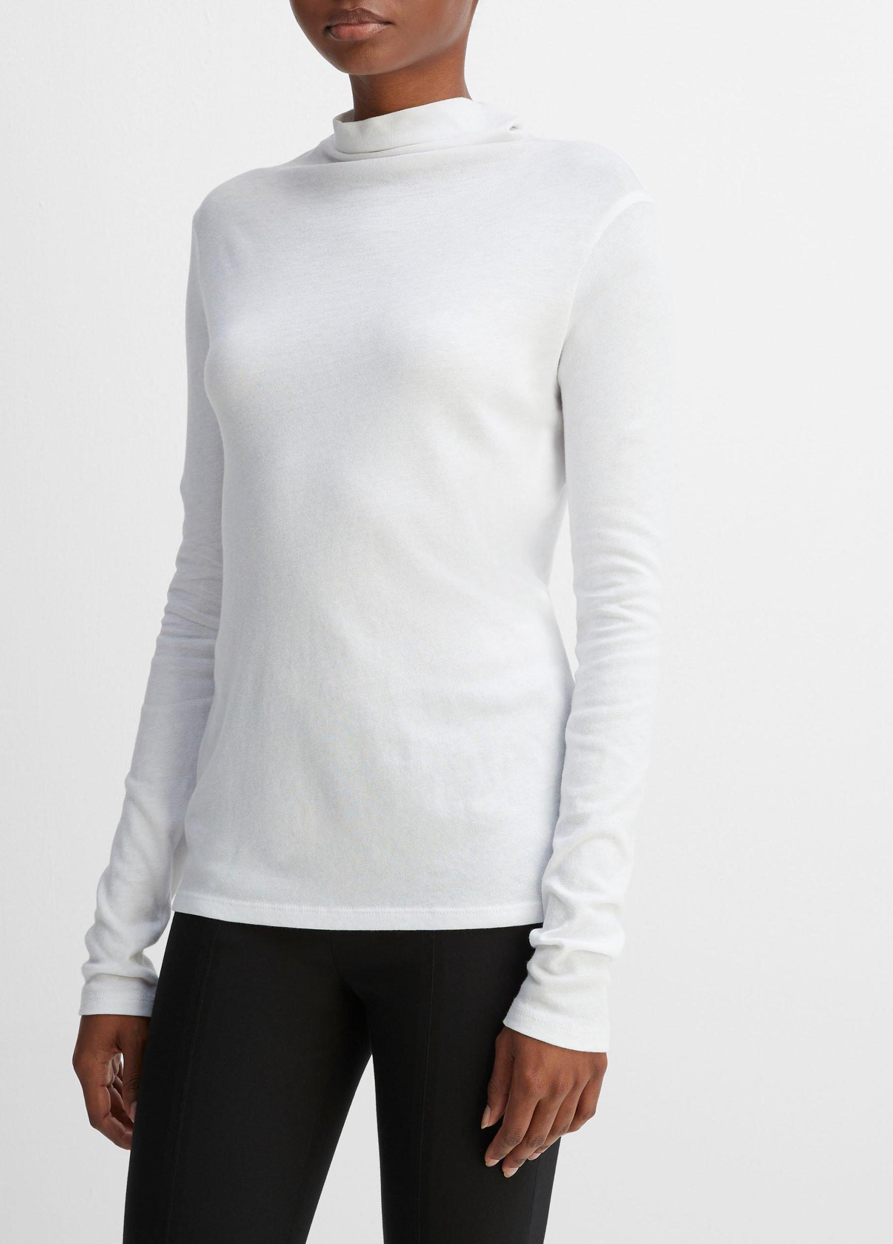 Womens Essential Long Sleeve Turtleneck, Optic White, Size XXS Vince Product Image