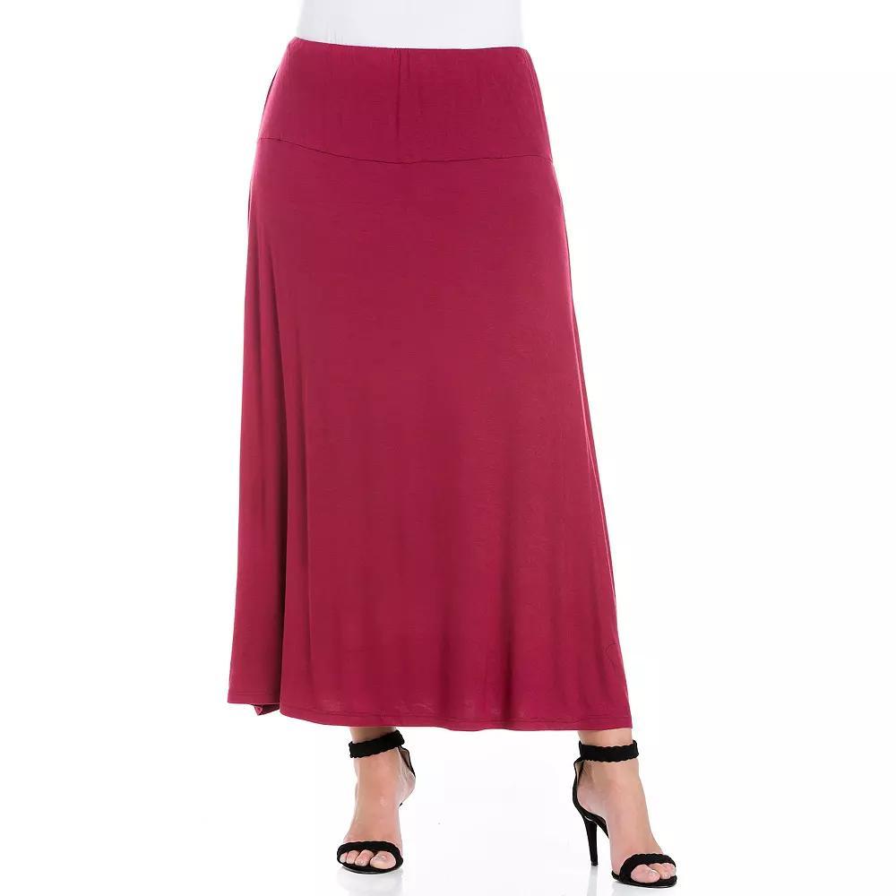 Plus Size 24Seven Comfort Apparel Comfortable Fit Elastic Waist Maxi Skirt, Women's, Size: 5XL, Red Product Image