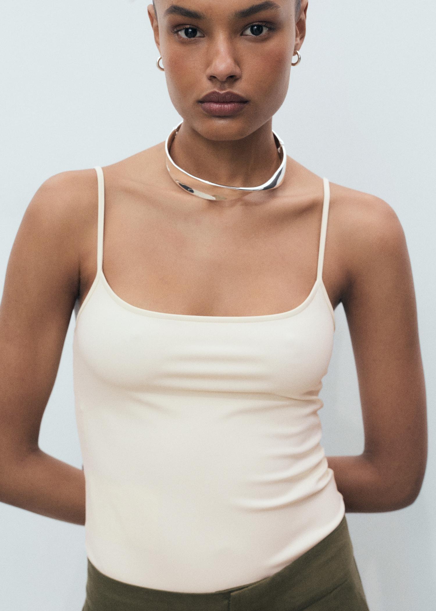 Spaghetti strap top - Women | MANGO USA Product Image