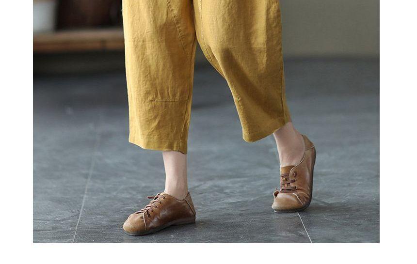 Elastic Waist Plain Cropped Harem Pants Product Image
