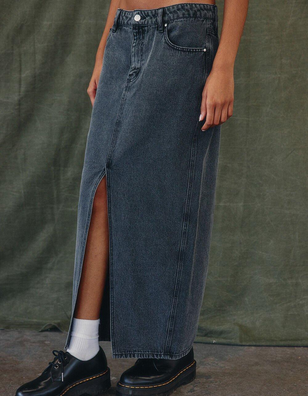 WEST OF MELROSE Denim Womens Maxi Skirt - GRAY Product Image