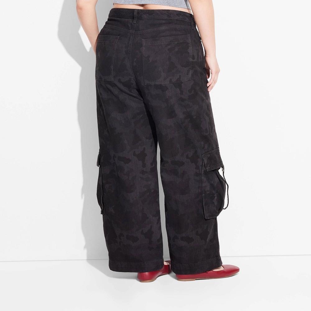 Women's Mid-Rise Wide Leg Cargo Baggy Pants - Wild Fable™ Product Image