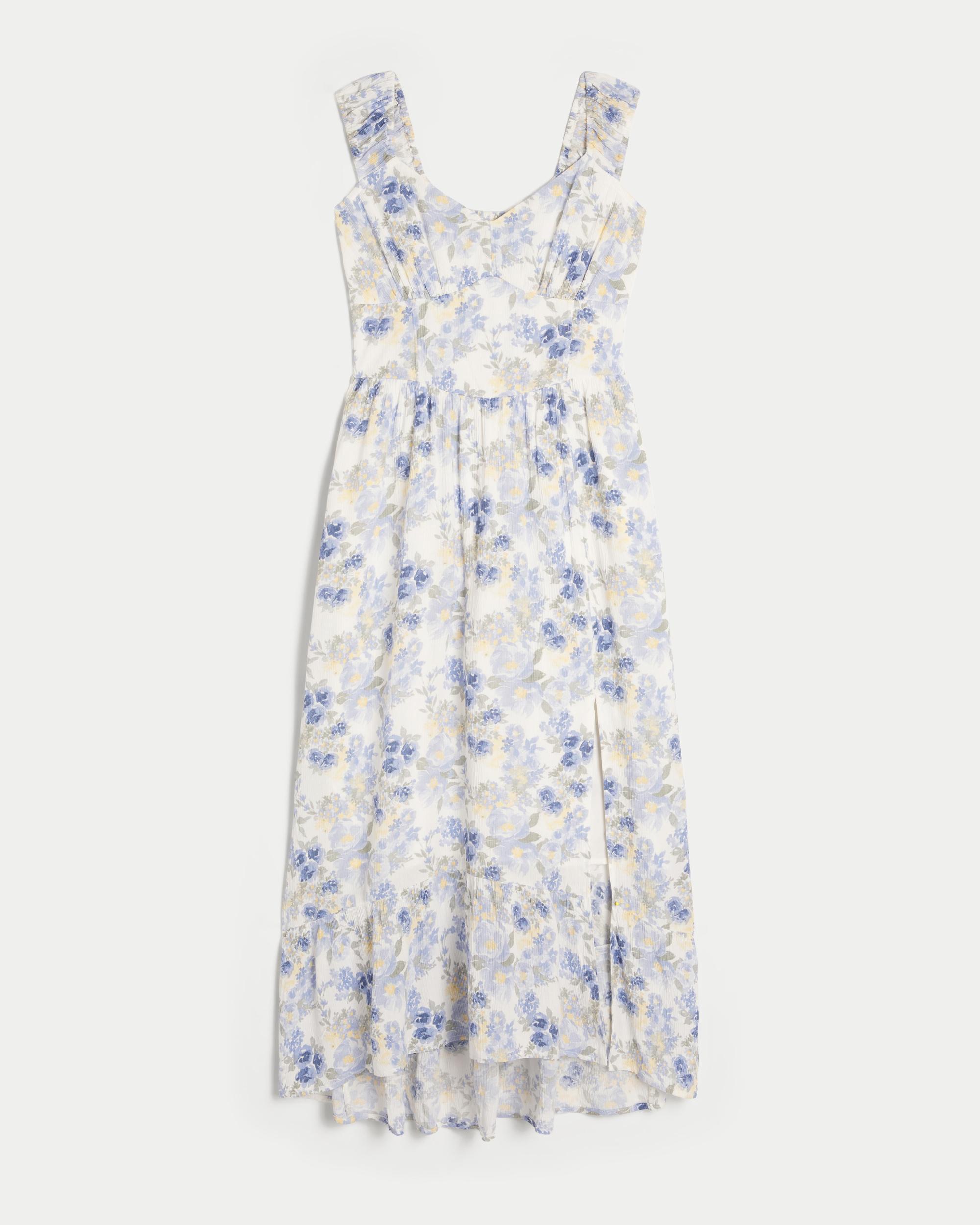 High-Low Hem Twist-Bust Midi Dress Product Image