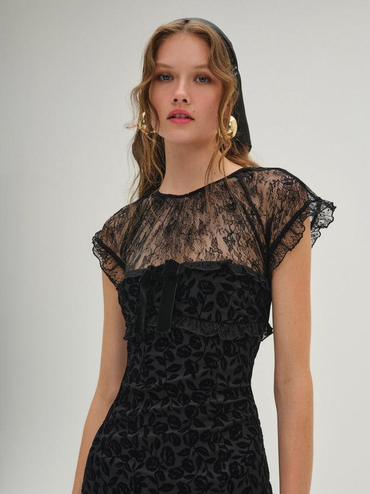 Midnight Velvet Mini Dress — Black Product Image