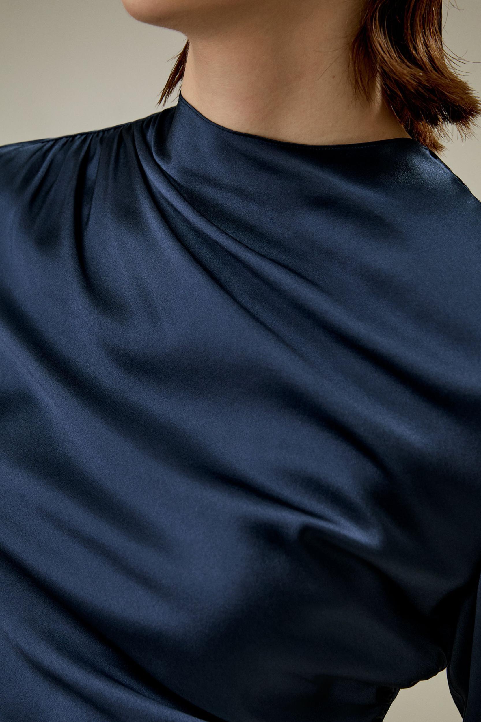 Oblique Wave Silk Blouse Product Image