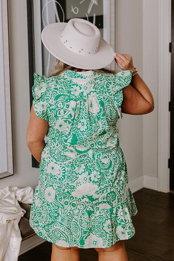Hello Lovely Floral Dress In Emerald Curves Product Image