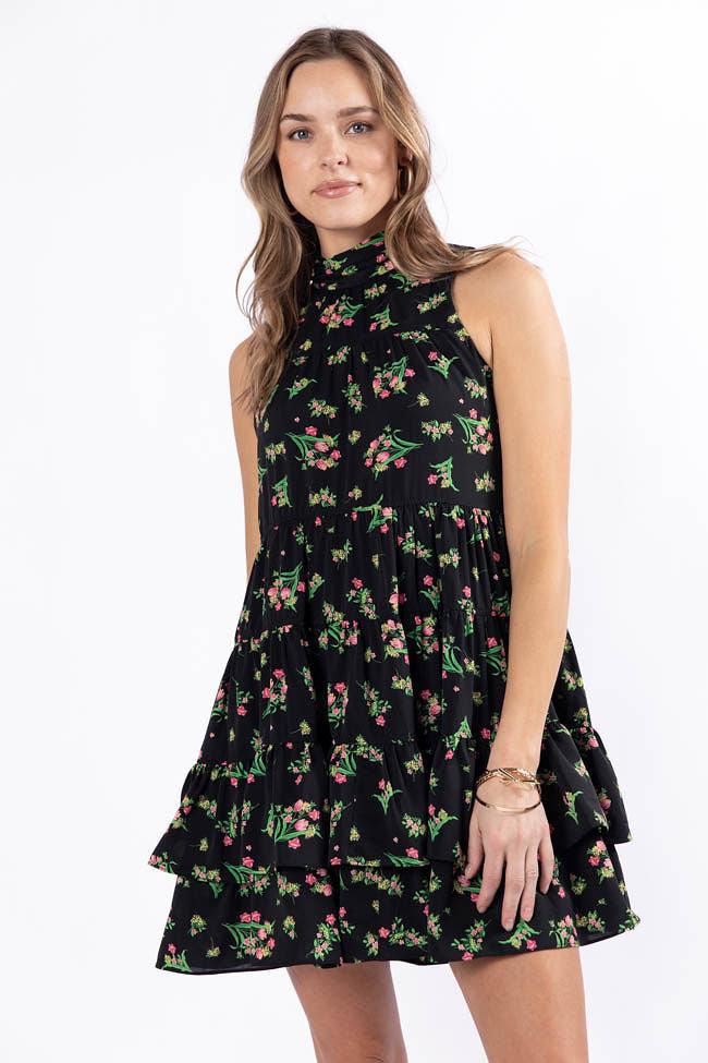 Called It Black Floral Print Mini Dress FINAL SALE Product Image