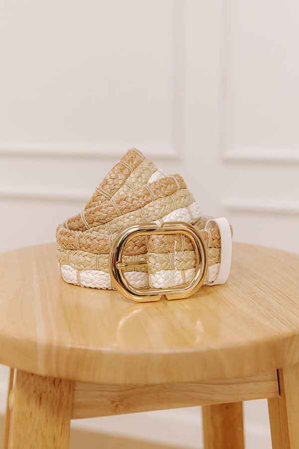 Coastal Cutie Raffia Woven Belt in White Product Image