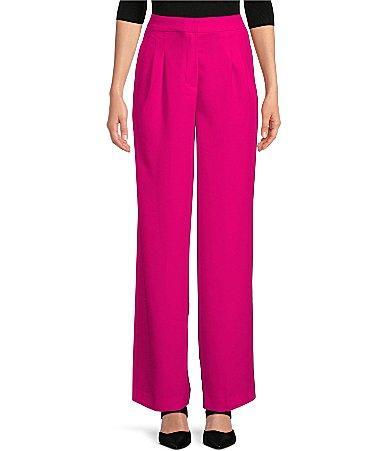 DKNY Pleated Wide Leg Satin Trousers Women's Casual Pants Product Image