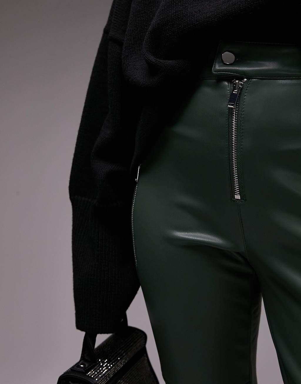 Topshop faux leather skinny fit biker pants Product Image