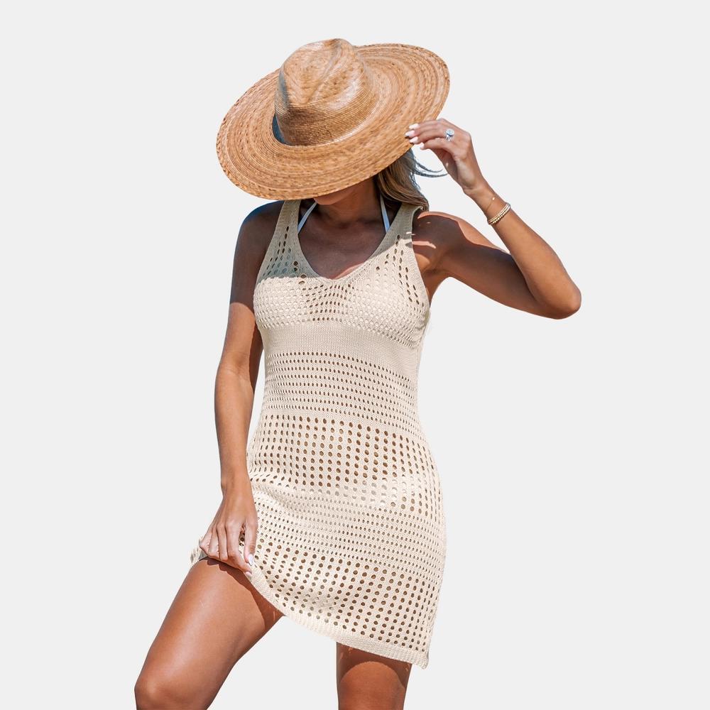 Women's Cupshe Knit Sleeveless Cutout Mini Swim Cover-Up Dress, Size: XL, Green Product Image
