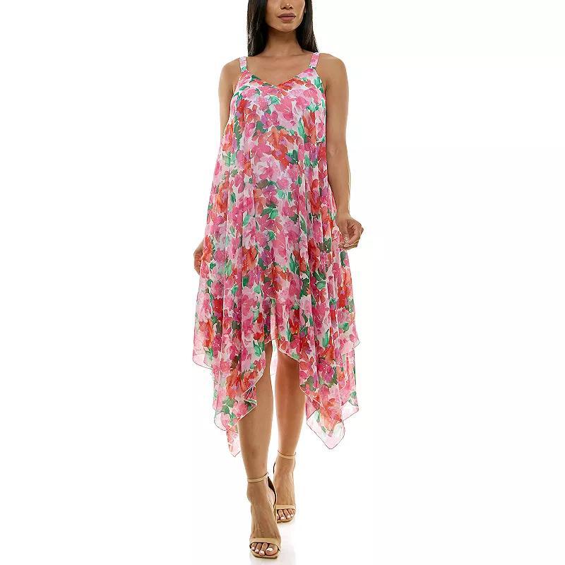 Women's Nina Leonard Uneven Hem Dress, Size: Large, Guava Team Product Image