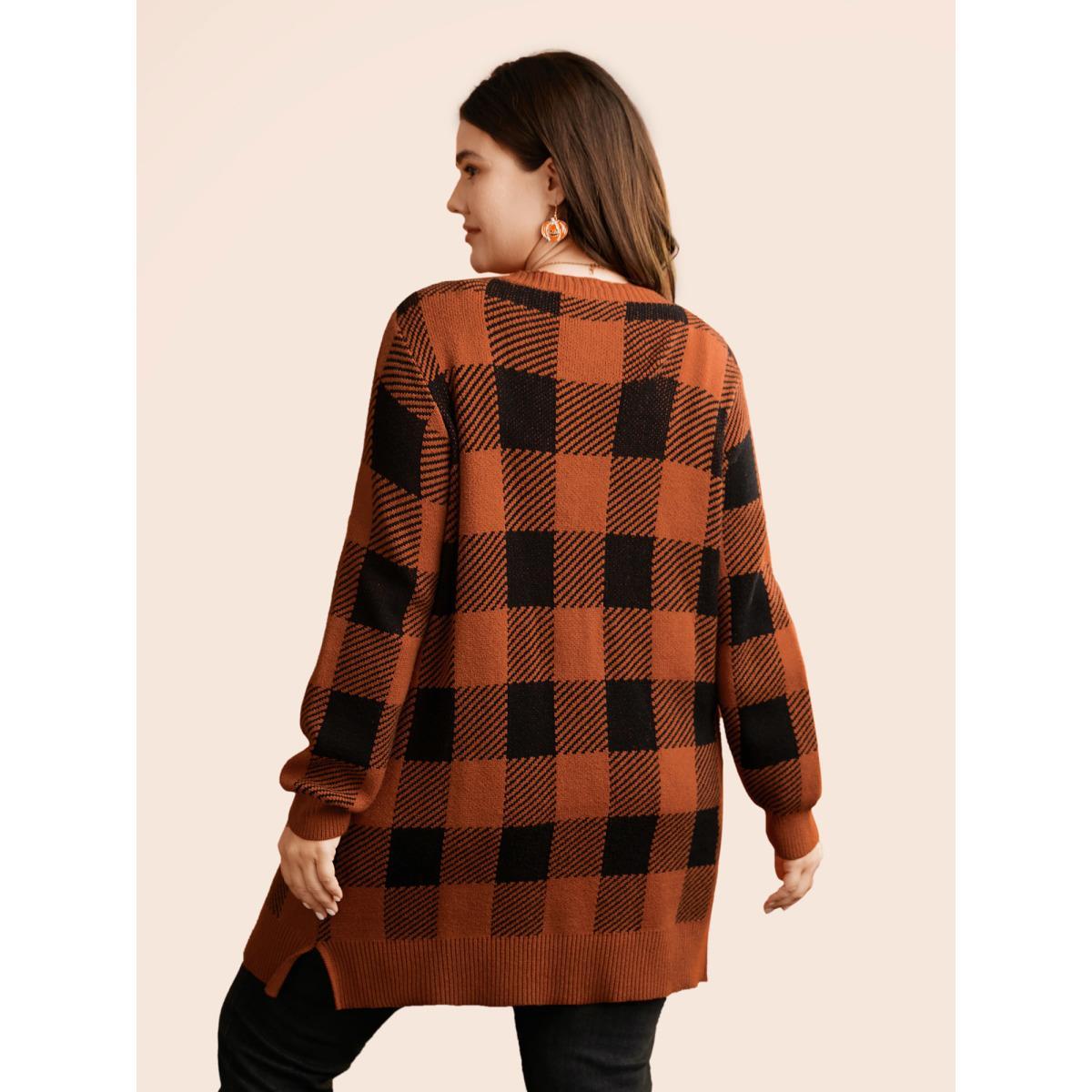 Plus Size Supersoft Essentials Plaid Open Cardigan Rust Women Casual Loose Long Sleeve Everyday Cardigans BloomChic 14-16/1X Product Image