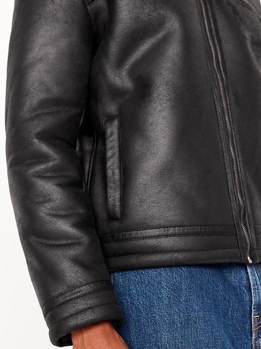 Faux-Leather Aviator Jacket Product Image