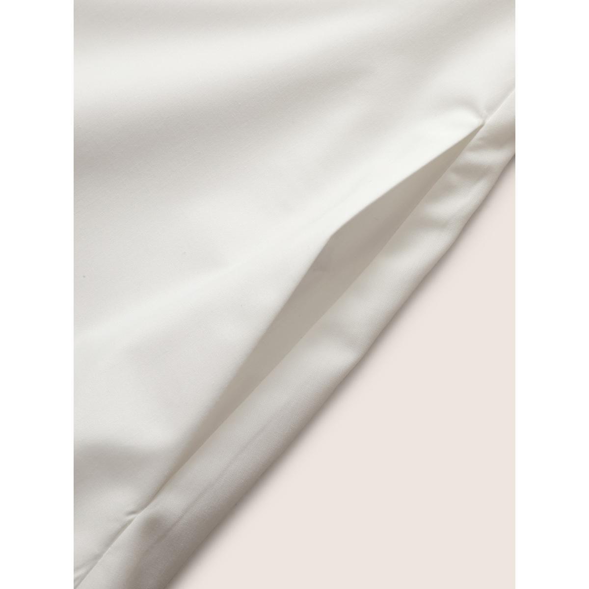 Plus Size Square Neck Button Detail Split Hem Dress Originalwhite Women At the Office Belted Non Sleeveless Curvy BloomChic 22-24/3X Product Image