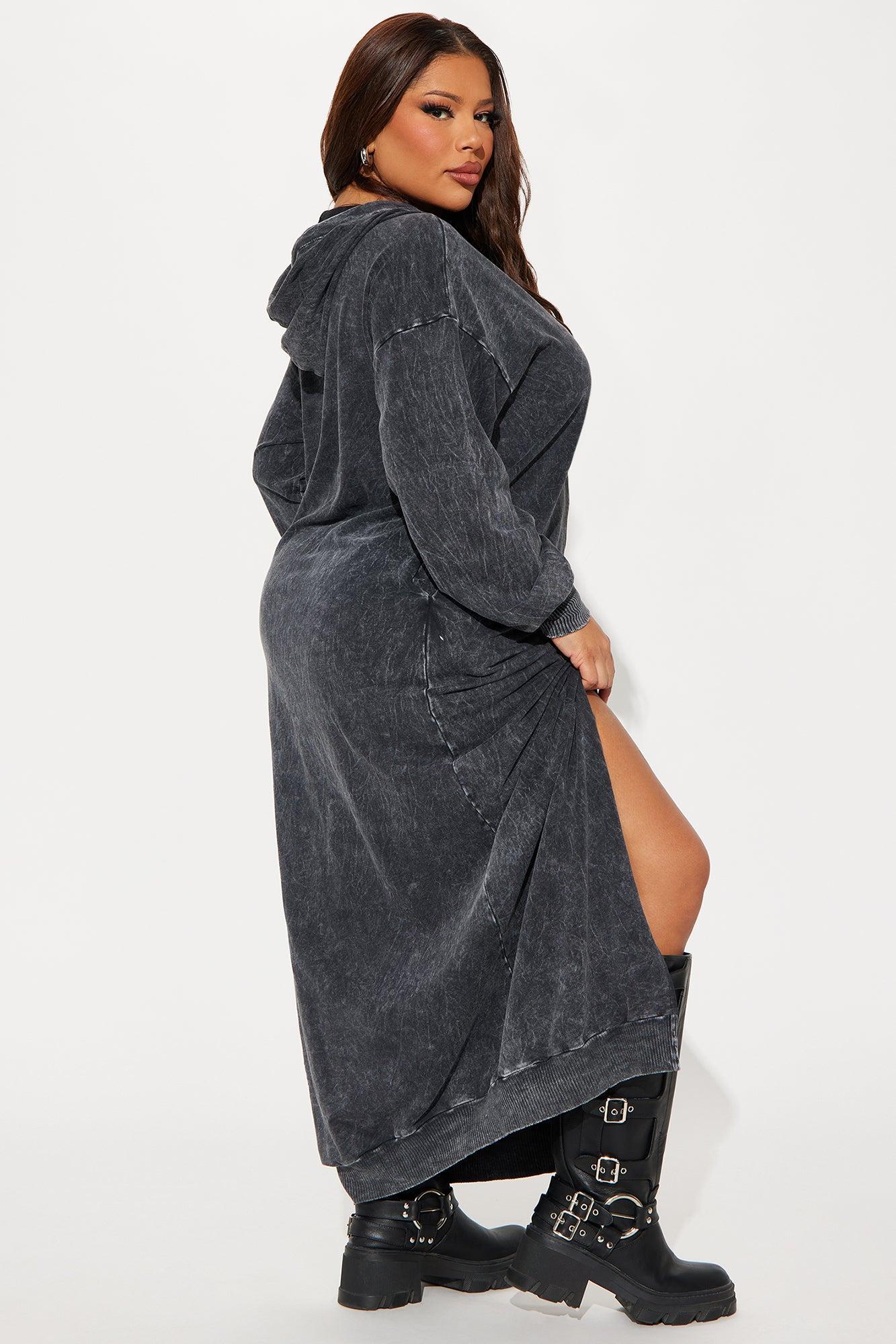 Hannah Hooded Maxi Dress - Black Wash Product Image