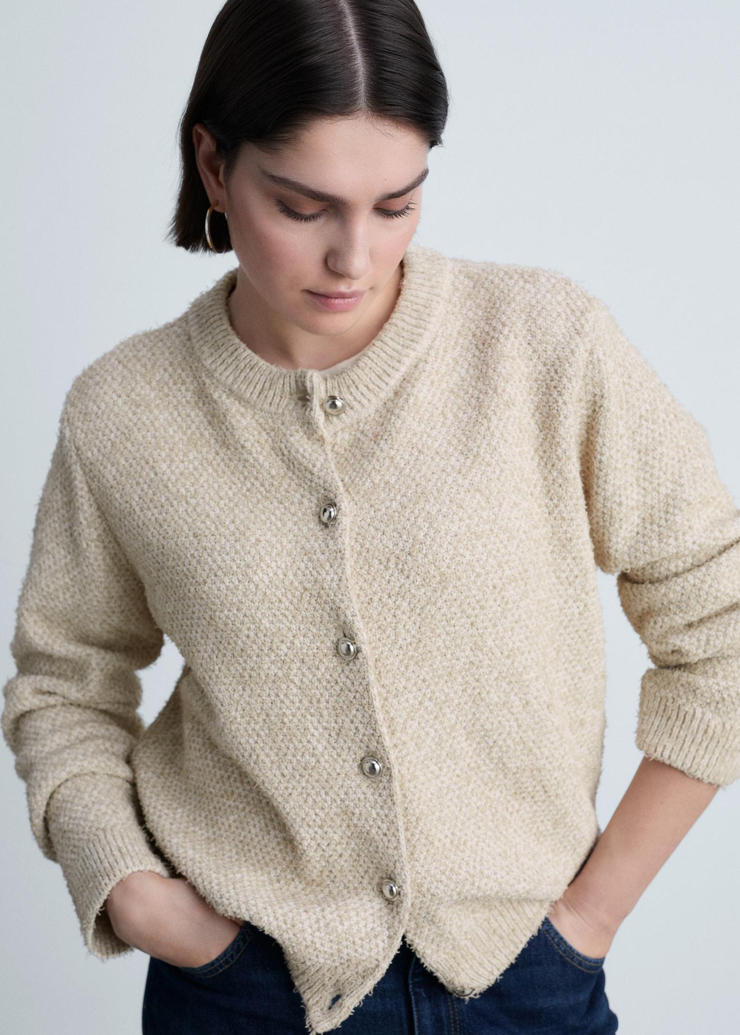 Chunky-knit jacket with buttons - Women | MANGO USA Product Image