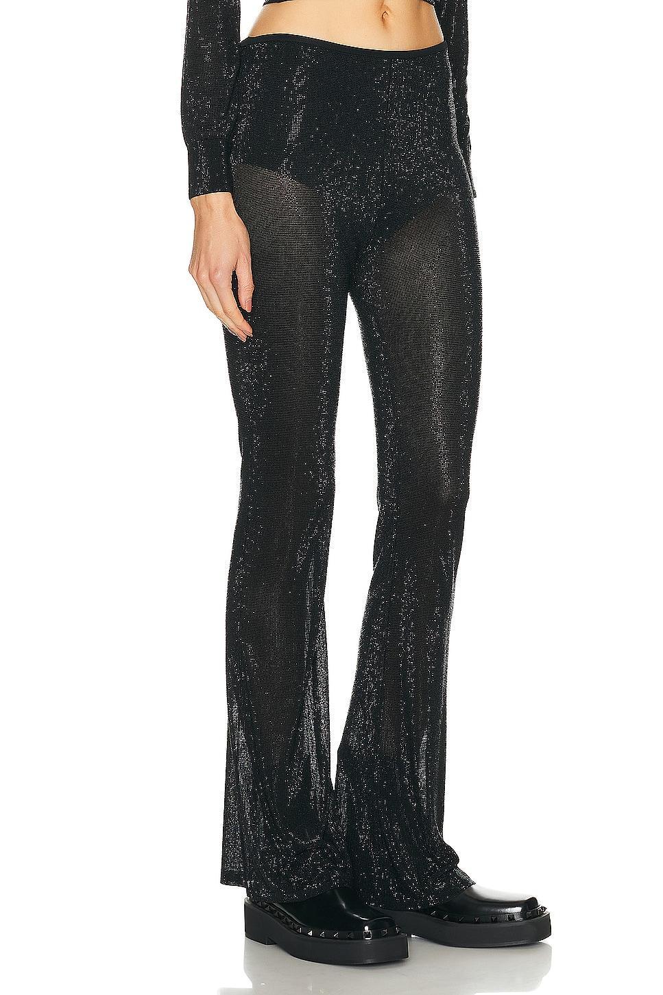 Alexander Wang Sheer Boot Leg Pant With Clear Bead Hotfix Black. (also in L, XS). Product Image