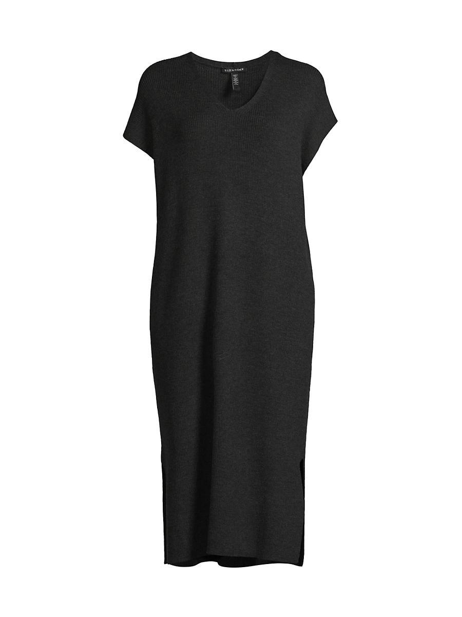 Womens Wool V-Neck Midi-Dress Product Image