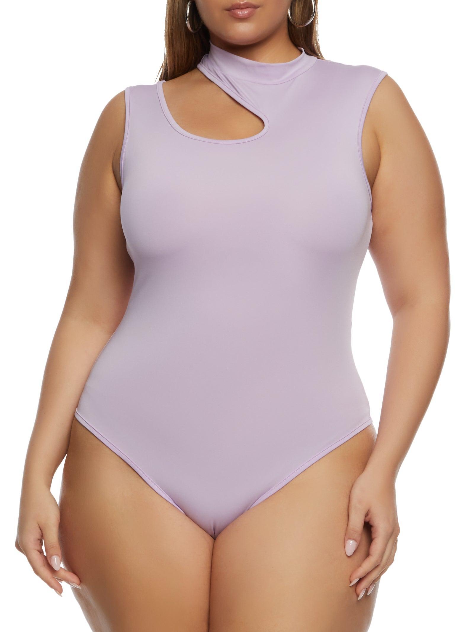 Womens Plus Size Daisy Mock Neck Cut Out Tank Bodysuit Product Image