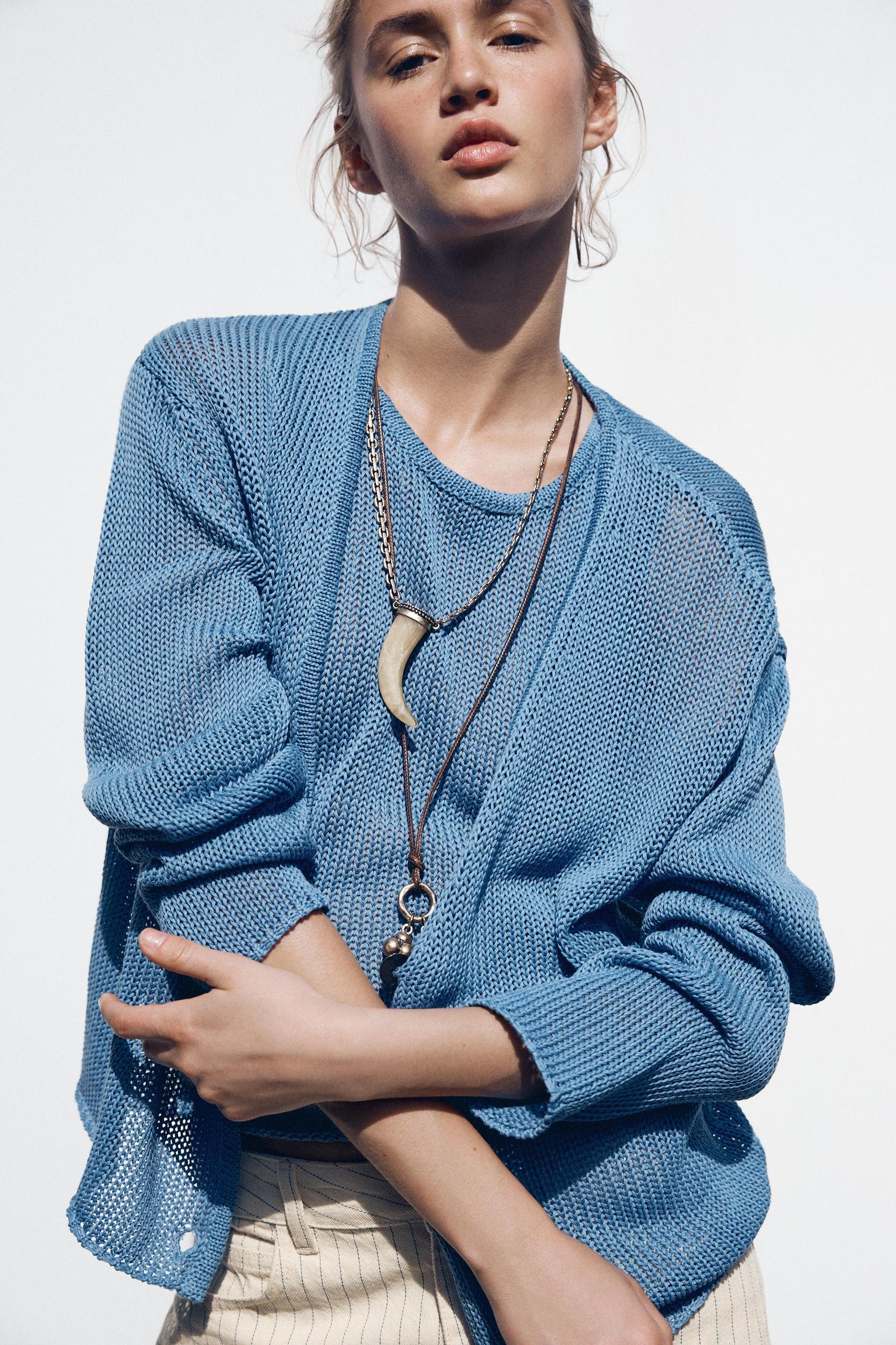100% COTTON KNIT CARDIGAN Product Image