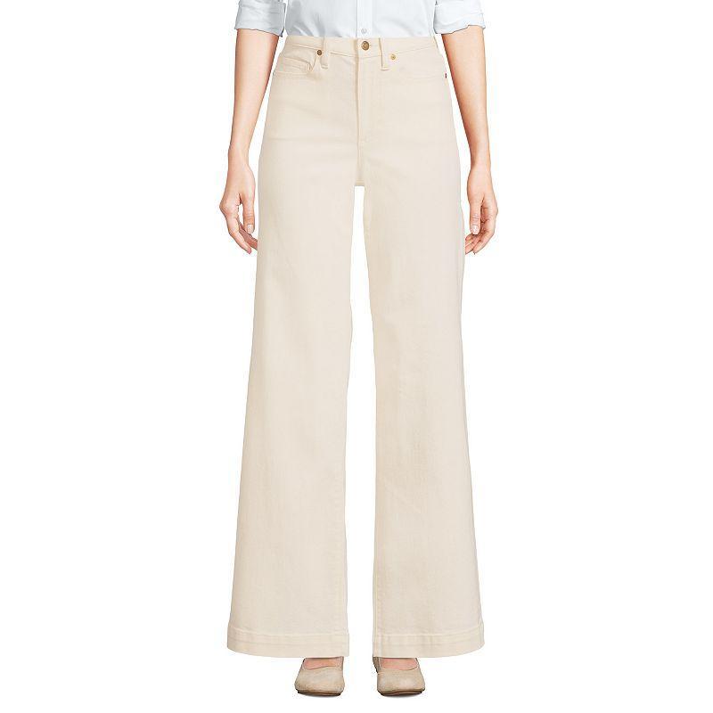 Women's Lands' End Denim High Rise Wide Leg Jeans, Size: 14X32, Black Stone Wash Product Image