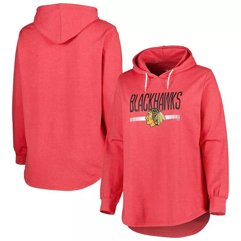 Womens Heather Chicago Blackhawks Plus Size Fleece Pullover Hoodie Product Image