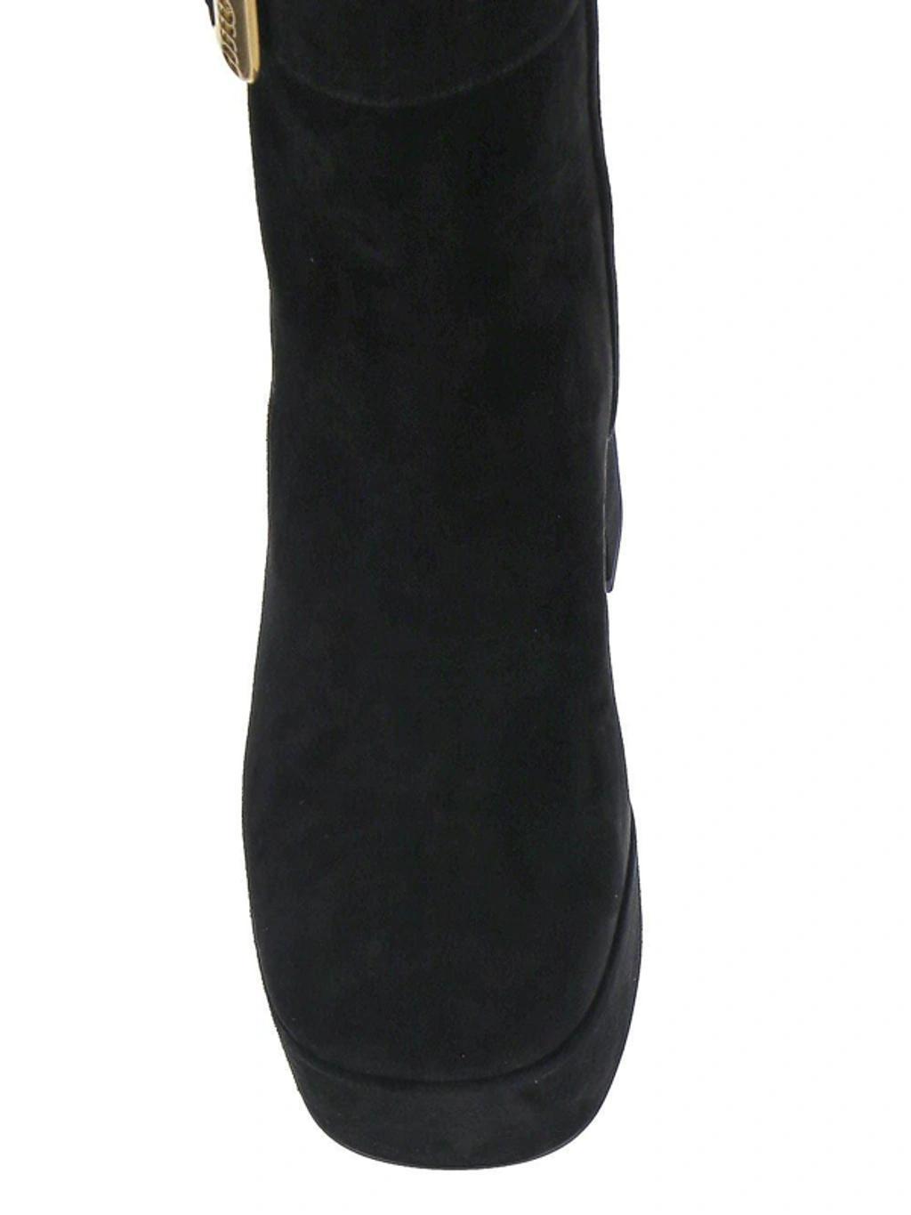 MIU MIU Suede Platform Booties In Black Product Image