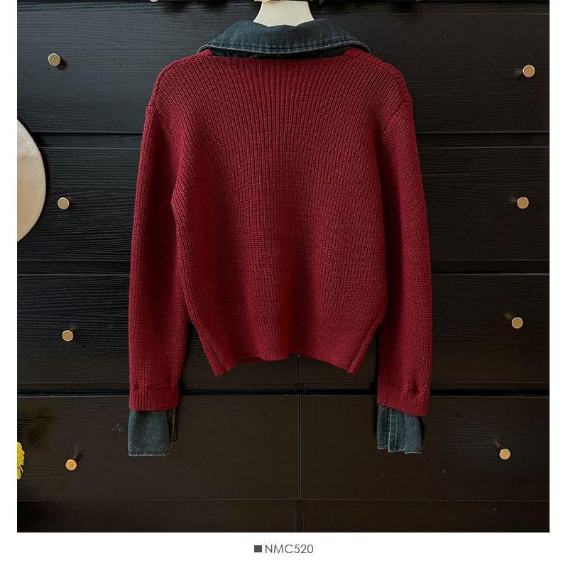 Mock Two-Piece Loose Knit Top Product Image