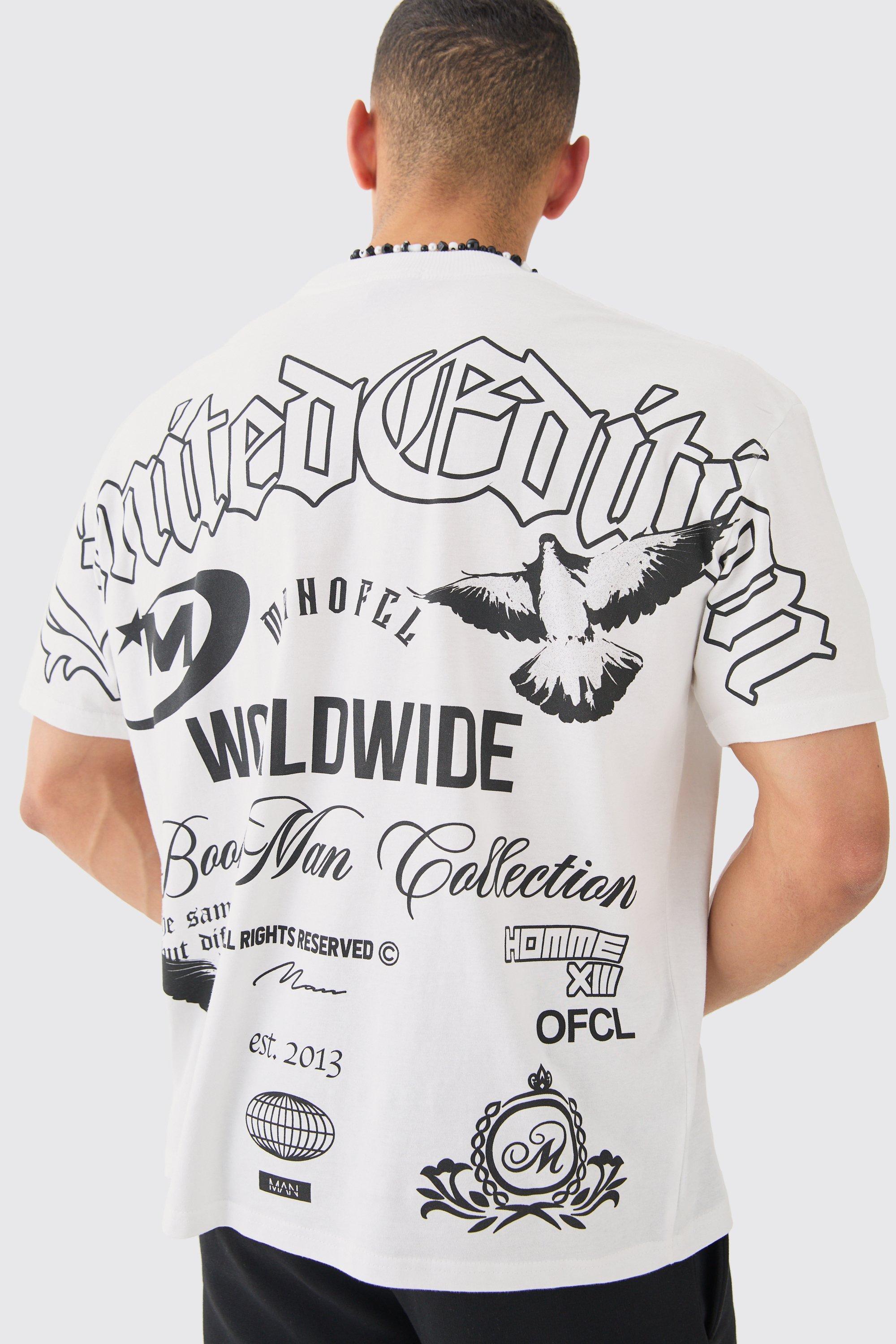 Mens Oversized Over Seams Branded T-shirt - Black Product Image