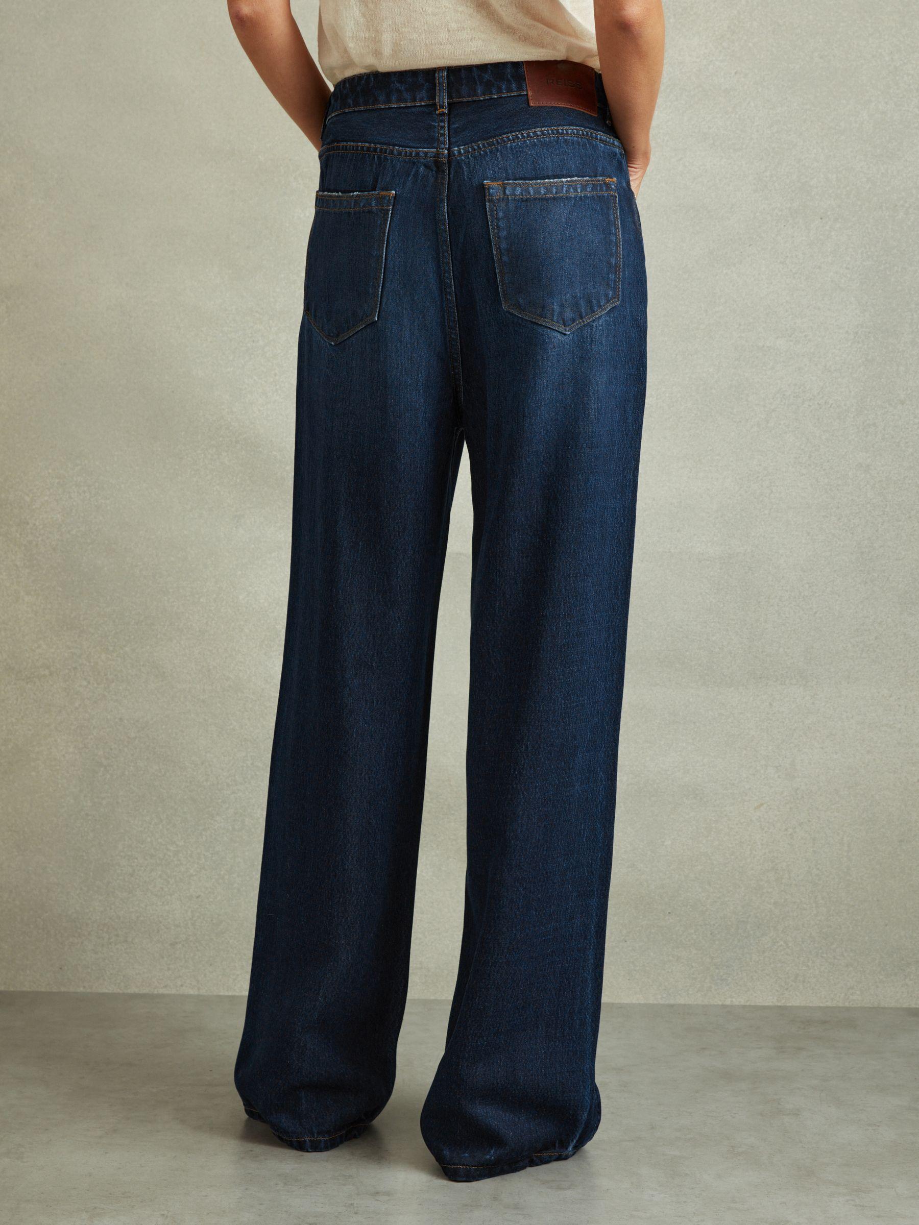 Lightweight Viscose Blend Relaxed Jeans in Dark Blue Product Image