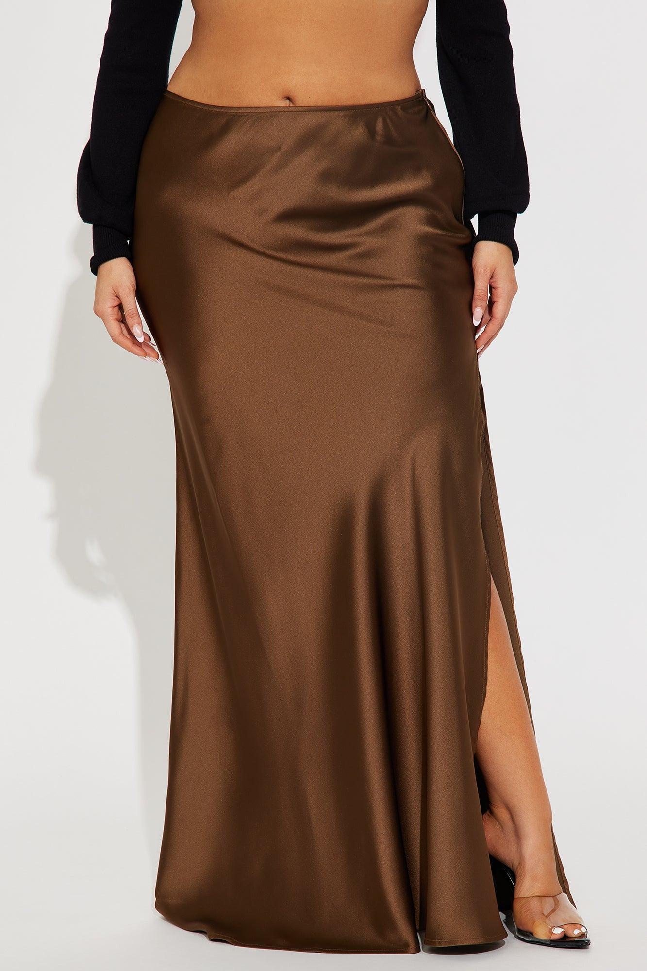 Love Like This Satin Maxi Skirt - Chocolate Product Image