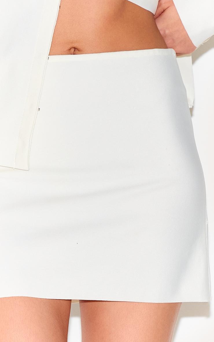 Cream Knitted Tailored Mini Skirt Product Image