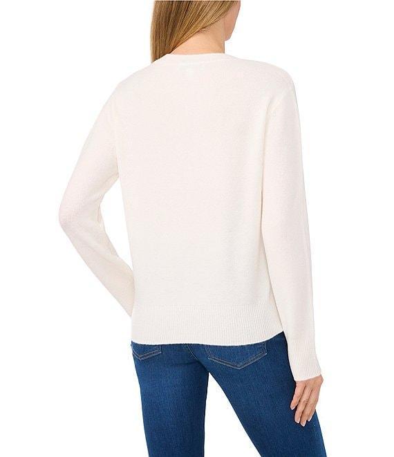 CeCe Knit Round Neck Long Sleeve Bow Sweater Product Image